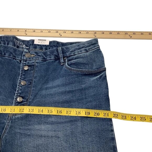 NWT Time And Tru Wide Leg Crop Blue Button Fly High Rise Jeans Womens Size 18 - Picture 11 of 14